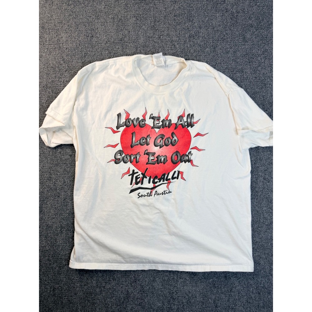 Hanes Beefy-T Texicalli South Austin Graphic Tee XL White Cotton Heavyweight Y2K
